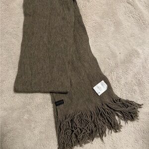 Smartwool Taupe Long Knit Scarf with Fringe - Merino Wool